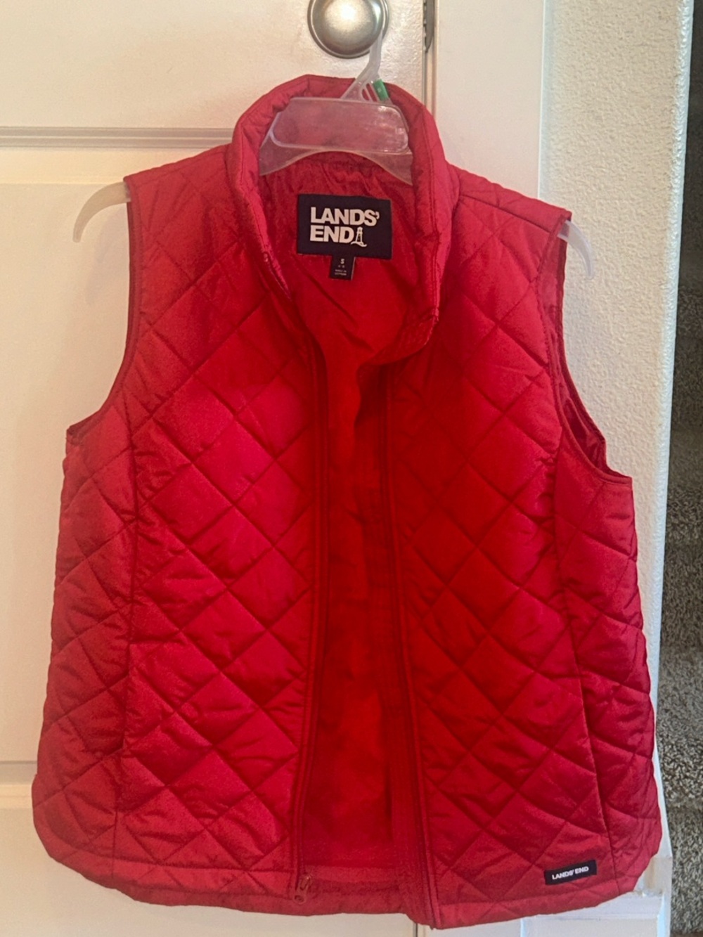 Lands' End Red Quilted Sleeveless Vest
